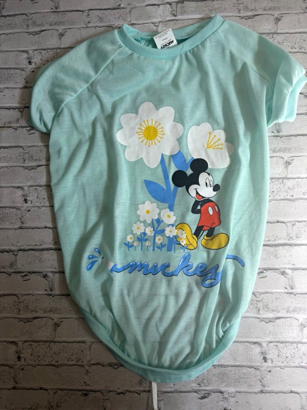 Disney Mickey Mouse Light Blue Dog Shirt Size Large NWT